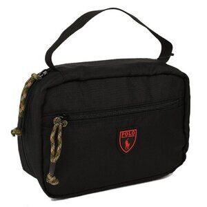 POLO RALPH LAUREN Black Red LOGO SHIELD Hanging Travel Case Bag NWT
